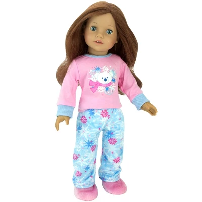 Sophia’s Winter PJs And Slippers For 18" Dolls, Pink/Blue 1 Sophia’s Winter PJs And Slippers For 18" Dolls, Pink/Blue
