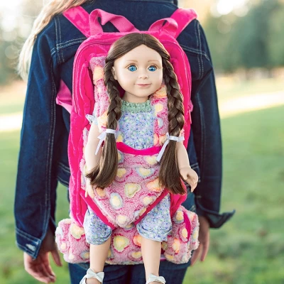 The Queen' Treasures 18 In Doll Carrier And Sleeping Bag, Pink Hearts 1 The Queen' Treasures 18 In Doll Carrier And Sleeping Bag, Pink Hearts