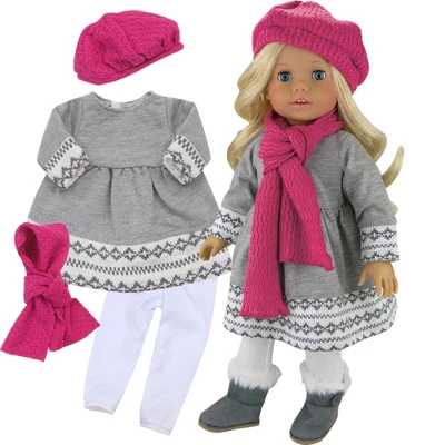 Sophia’s Doll Dress, Leggings, Hat, And Scarf Set For 18" Dolls 1 Sophia’s Doll Dress, Leggings, Hat, And Scarf Set For 18" Dolls