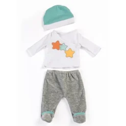 Miniland Educational Gender Neutral Doll 2-Piece Pajama Set In Gray For 15" Dolls