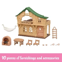 Calico Critters Lakeside Lodge Gift Set, Dollhouse Playset With Figure And Furniture
