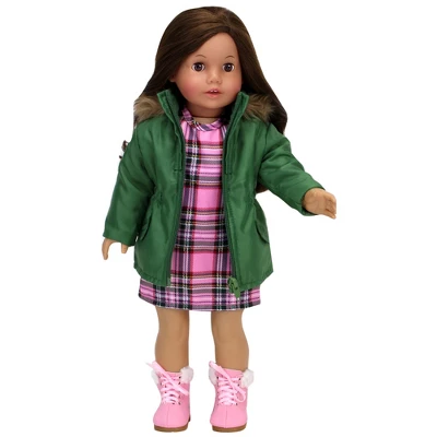 Sophia’s Complete Fall Outfit With Dress, Parka, & Booties For 18” Dolls, Pink/Green 1 Sophia’s Complete Fall Outfit With Dress, Parka, & Booties For 18” Dolls, Pink/Green