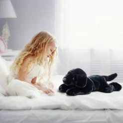 FAO Schwarz Toy Plush Lying Labrador 15" - Black