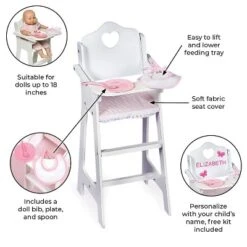 Badger Basket Doll High Chair With Accessories And Free Personalization Kit - White/Pink/Gingham -Wild Republic Sales Store GUEST 65bfe1de f58c 4c10 b334 e9056b446856