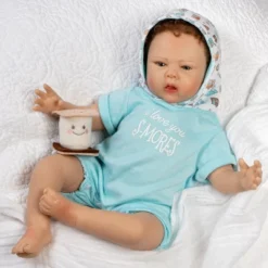 Paradise Galleries Reborn Baby Doll I Love You S-Mores 20 Inch Baby Doll - Brown Hair/Blue Gray Eyes
