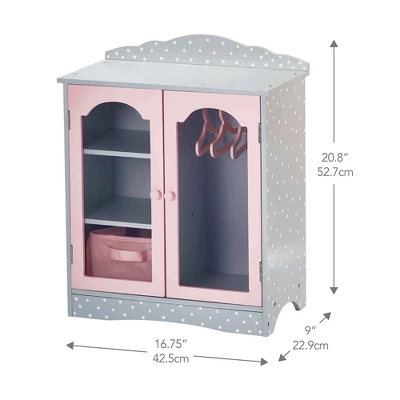 Olivia's Little World Polka Dots Princess Toy Closet With Hangers For 18" Dolls, Gray/Pink 6 Olivia's Little World Polka Dots Princess Toy Closet With Hangers For 18" Dolls, Gray/Pink - Image 6