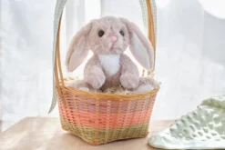 Bearington Lil Boomer Taupe And White Plush Stuffed Animal Bunny Rabbit, 6 Inches