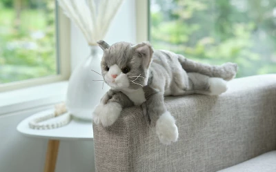 Bearington Collection Socks Plush Stuffed Animal Grey Striped Tabby Cat 15" 1 Bearington Collection Socks Plush Stuffed Animal Grey Striped Tabby Cat 15"