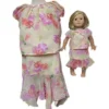 Size 8 1/2 Matching Girl And Doll Chiffon Flowers Skirt And Blouse