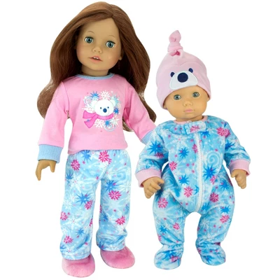 Sophia’s Winter PJs And Slippers For 18" Dolls, Pink/Blue 3 Sophia’s Winter PJs And Slippers For 18" Dolls, Pink/Blue - Image 3