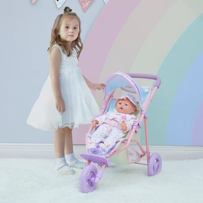 Olivia's Little World Baby Doll Jogging Stroller Buggy Iridescent Color OL-00016 2 Olivia's Little World Baby Doll Jogging Stroller Buggy Iridescent Color OL-00016 - Image 2
