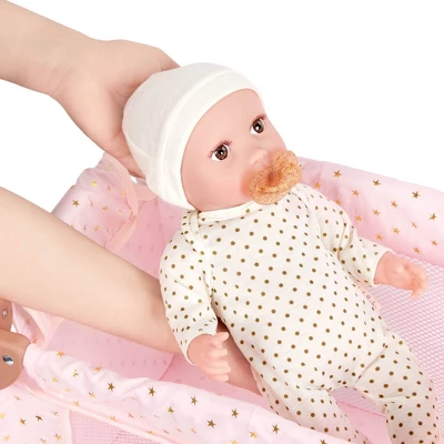 LullaBaby Doll Playpen Pink Foldable Accessory - Gold Star Print 3 LullaBaby Doll Playpen Pink Foldable Accessory - Gold Star Print - Image 3